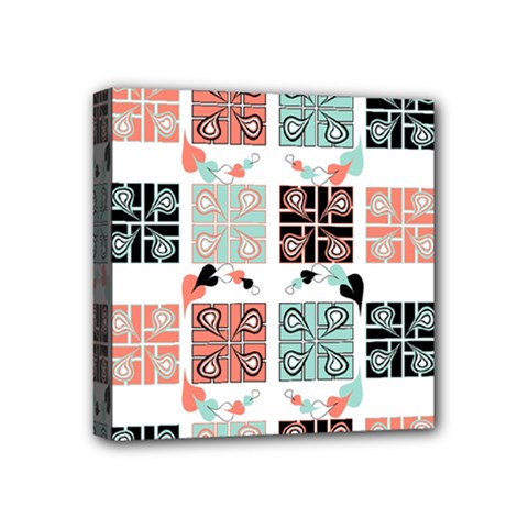 Mint Black Coral Heart Paisley Mini Canvas 4  X 4  by Sapixe