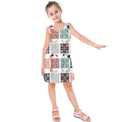 Mint Black Coral Heart Paisley Kids  Sleeveless Dress by Sapixe