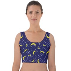 Moon Pattern Velvet Crop Top