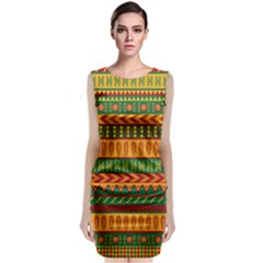 Mexican Pattern Sleeveless Velvet Midi Dress by Sapixe