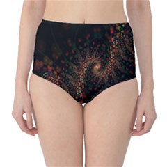 Multicolor Fractals Digital Art Design High-waist Bikini Bottoms by Sapixe