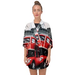 London Bus Half Sleeve Chiffon Kimono by Sapixe