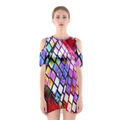 Multicolor Wall Mosaic Shoulder Cutout One Piece by Sapixe