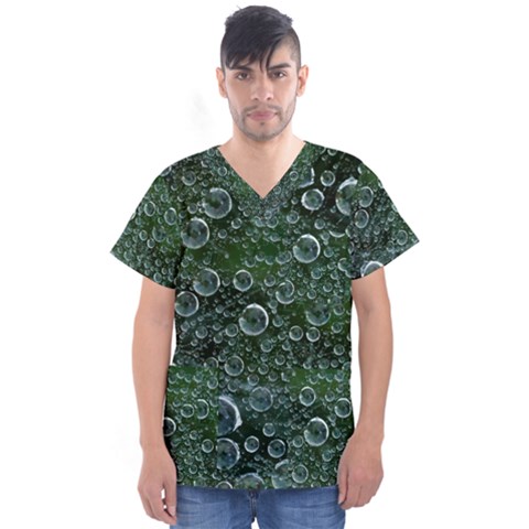 Morning Dew Men s V-neck Scrub Top by Sapixe