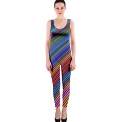 Multicolored Stripe Curve Striped One Piece Catsuit by Sapixe