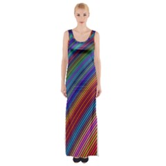 Multicolored Stripe Curve Striped Maxi Thigh Split Dress by Sapixe