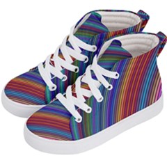 Multicolored Stripe Curve Striped Kid s Hi-top Skate Sneakers by Sapixe