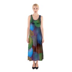 Multicolored Patterned Spheres 3d Sleeveless Maxi Dress by Sapixe