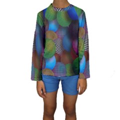 Multicolored Patterned Spheres 3d Kids  Long Sleeve Swimwear by Sapixe