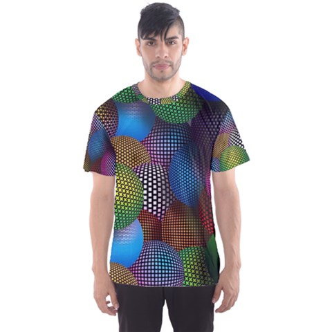 Multicolored Patterned Spheres 3d Men s Sports Mesh Tee by Sapixe