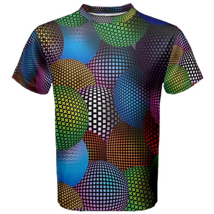 Multicolored Patterned Spheres 3d Men s Cotton Tee