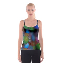 Multicolored Patterned Spheres 3d Spaghetti Strap Top by Sapixe