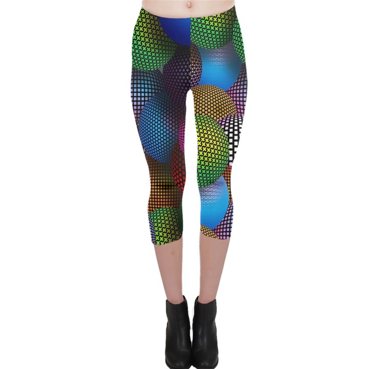 Multicolored Patterned Spheres 3d Capri Leggings 