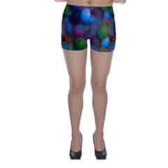 Multicolored Patterned Spheres 3d Skinny Shorts by Sapixe