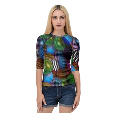 Multicolored Patterned Spheres 3d Quarter Sleeve Raglan Tee by Sapixe