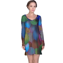 Multicolored Patterned Spheres 3d Long Sleeve Nightdress by Sapixe