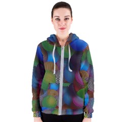 Multicolored Patterned Spheres 3d Women s Zipper Hoodie by Sapixe