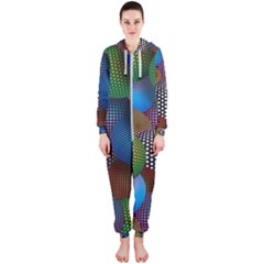 Multicolored Patterned Spheres 3d Hooded Jumpsuit (ladies)  by Sapixe