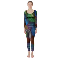 Multicolored Patterned Spheres 3d Long Sleeve Catsuit by Sapixe