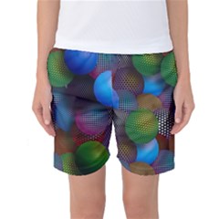 Multicolored Patterned Spheres 3d Women s Basketball Shorts by Sapixe