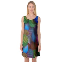 Multicolored Patterned Spheres 3d Sleeveless Satin Nightdress by Sapixe