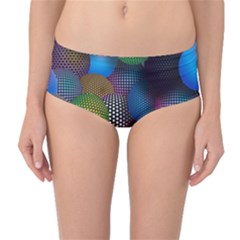 Multicolored Patterned Spheres 3d Mid-waist Bikini Bottoms by Sapixe