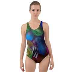 Multicolored Patterned Spheres 3d Cut-out Back One Piece Swimsuit by Sapixe