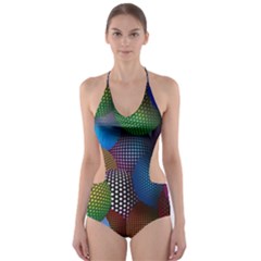 Multicolored Patterned Spheres 3d Cut-out One Piece Swimsuit by Sapixe