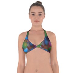 Multicolored Patterned Spheres 3d Halter Neck Bikini Top by Sapixe