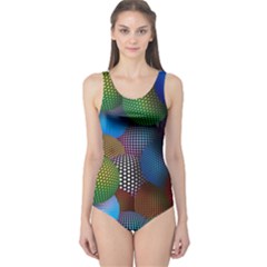 Multicolored Patterned Spheres 3d One Piece Swimsuit by Sapixe