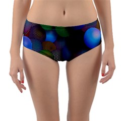 Multicolored Patterned Spheres 3d Reversible Mid-waist Bikini Bottoms by Sapixe