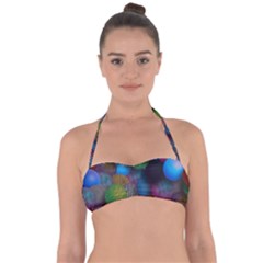 Multicolored Patterned Spheres 3d Halter Bandeau Bikini Top by Sapixe