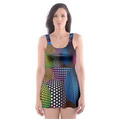 Multicolored Patterned Spheres 3d Skater Dress Swimsuit by Sapixe