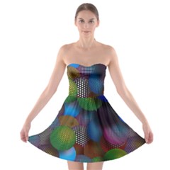 Multicolored Patterned Spheres 3d Strapless Bra Top Dress by Sapixe