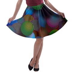 Multicolored Patterned Spheres 3d A-line Skater Skirt by Sapixe