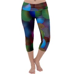 Multicolored Patterned Spheres 3d Capri Yoga Leggings by Sapixe