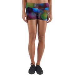 Multicolored Patterned Spheres 3d Yoga Shorts by Sapixe