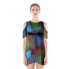 Multicolored Patterned Spheres 3d Shoulder Cutout One Piece by Sapixe