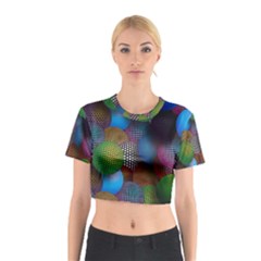 Multicolored Patterned Spheres 3d Cotton Crop Top by Sapixe