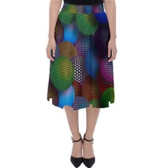 Multicolored Patterned Spheres 3d Folding Skater Skirt by Sapixe