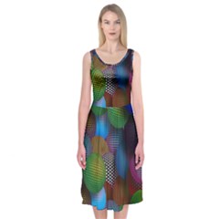 Multicolored Patterned Spheres 3d Midi Sleeveless Dress by Sapixe