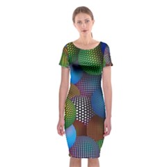 Multicolored Patterned Spheres 3d Classic Short Sleeve Midi Dress by Sapixe