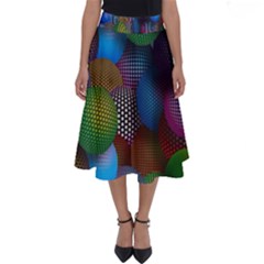 Multicolored Patterned Spheres 3d Perfect Length Midi Skirt by Sapixe