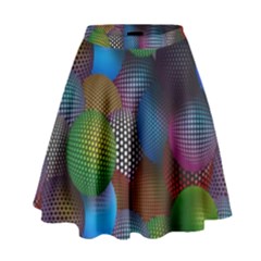 Multicolored Patterned Spheres 3d High Waist Skirt by Sapixe