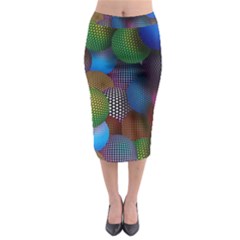 Multicolored Patterned Spheres 3d Midi Pencil Skirt by Sapixe