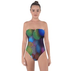 Multicolored Patterned Spheres 3d Tie Back One Piece Swimsuit by Sapixe