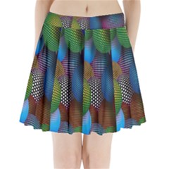 Multicolored Patterned Spheres 3d Pleated Mini Skirt by Sapixe