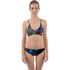 Multicolored Patterned Spheres 3d Wrap Around Bikini Set