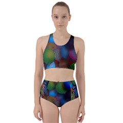 Multicolored Patterned Spheres 3d Racer Back Bikini Set by Sapixe