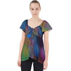 Multicolored Patterned Spheres 3d Lace Front Dolly Top by Sapixe